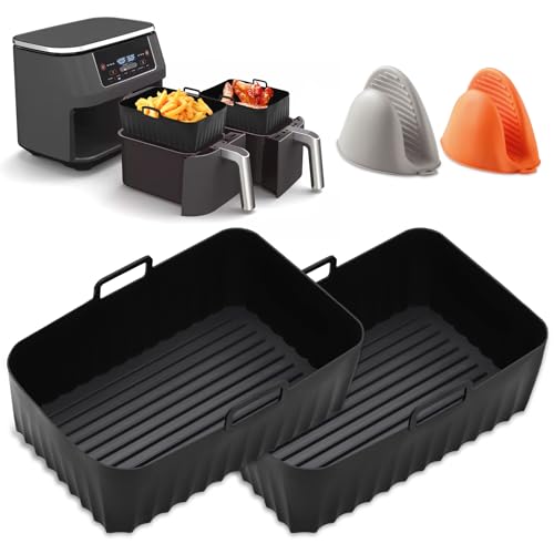 2 Pcs Airfryer Silikonform für Ninja AF400EU AF300EU 9.5L, Airfryer Zubehör für Ninja Foodi Max Dual Zone, Air Fryer Accessories für Innsky, Princess Heißluftfritteuse