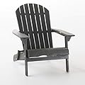 Christopher Knight Home Hanlee Acacia Wood Folding Adirondack Chair, Dark Grey