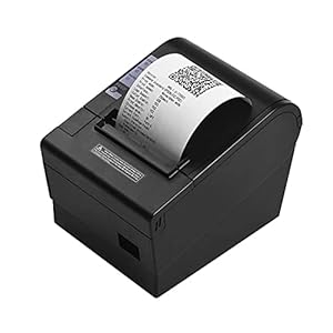 Lwieui Ontvangstprinter Ontvangstprinter met automatische snijder USB Ethernet-interface compatibel met ESC/POS-afdrukopdrachten voor supermarkten coffeeshop (kleur: zwart, maat: één maat)