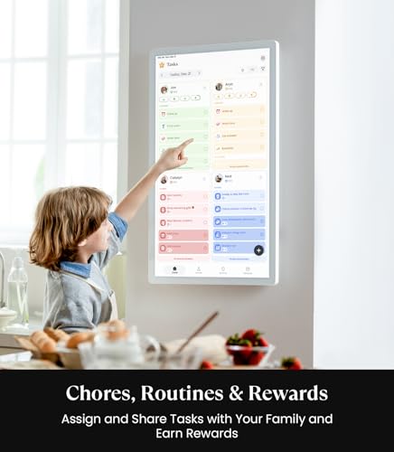 Image of Cozyla Digital Calendar+ 2: 32 inch Wall Planner Touch Screen Chore Chart Customize Dashboard Smart Electronic Calendar for Family Schedules Meal Planner Support Any Google Play App Wall Mount White