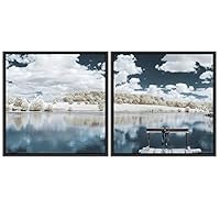 2 Piece Framed Canvas Wall Art Beautiful Landscape Canvas Prints Home Artwork Decoration for Living Room,Bedroom - 16