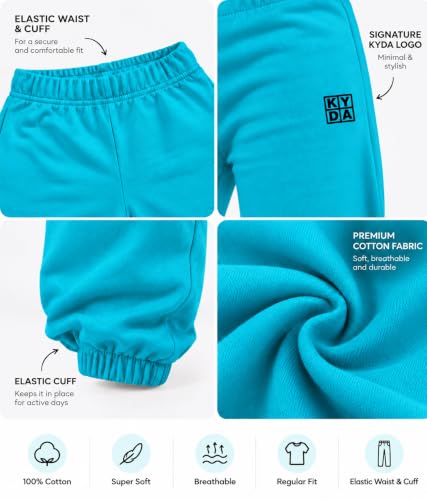 Image of KYDA Kids Boys Premium 100% Cotton Regular Fit Track Pants Soft Breathable Elastic Waist Casual Joggers Kids Playwear Everyday Comfort Wear-Pack of 2