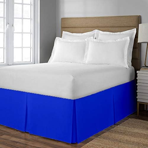 Luxury & Soft, 750 Thread-Count 100% Egyptian Cotton, Split Corner Bed Skirt 14" INCH Drop Length Wrinkle & Fade Resistant, Twin Size(39"X75") Aqua Blue