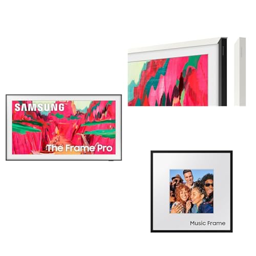 Image of Samsung 85 inch The Frame Pro 4K Neo QLED Smart TV (2025) with Modern White Customizable Bezel & Music Frame Smart Speaker with Dolby Atmos
