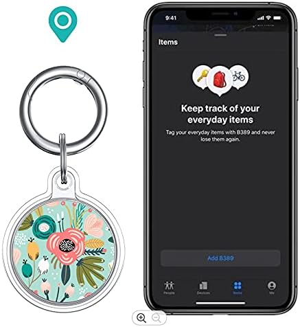 migzoe case compatible with airtag anti scratch full body protective cover for air tag airtag finder holder with keychain ring green flower