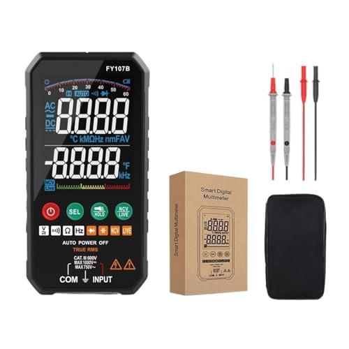 600V デジタルマルチメータ Ture RMS AC DC NCV スマートマルチメトロテスターオーム容量 Hz 電圧計 簡単操作(FY107B)