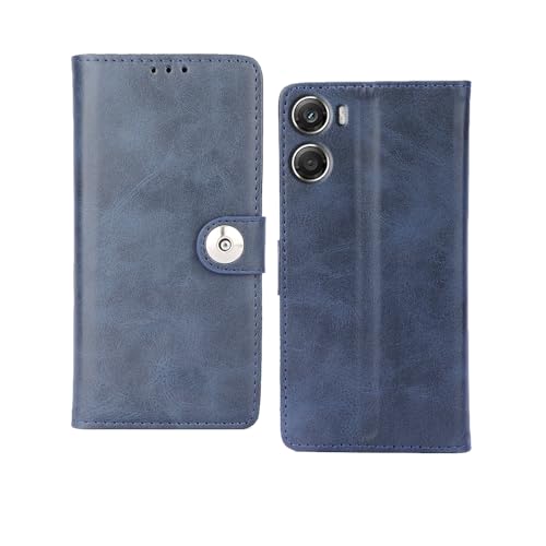 Image of amazon basics Moto G06 Power 5G Flip Cover | Card Pockets Wallet & Stand | Flip Cover for Moto G06 Power 5G (Blue Button)