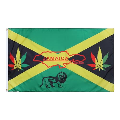 AZ FLAG - Bandera Jamaica Reggae - 150x90 cm - Bandera Jamaicana Rasta 100% Poliéster Con Ojales de Metal integrados - 110g - Colores Vivos Y Resistente A La Decoloración