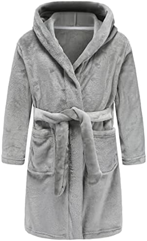 E.W Apparel Boys Robe Soft Fleece Bathrobe for Kids(Gray,7-8 Years)