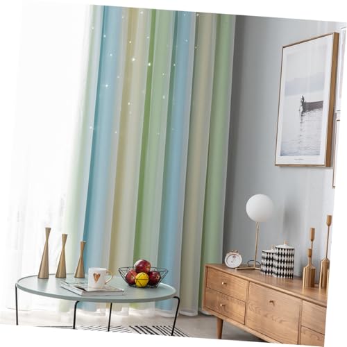 Rideau double couche étoile creuse vert pour déco salon - 3