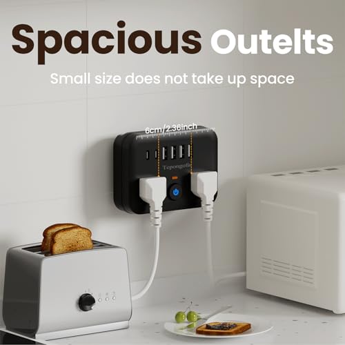 Protector Eléctrico Tepongofa con 2 Tomas, 4 Puertos USB (2 USB C), 8 Salidas en Total miniatura 6