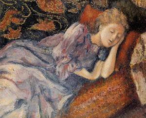 Peinture à l'huile Sleep 1900 Georges Lemmen reproduction tableau décoration salon 12x16