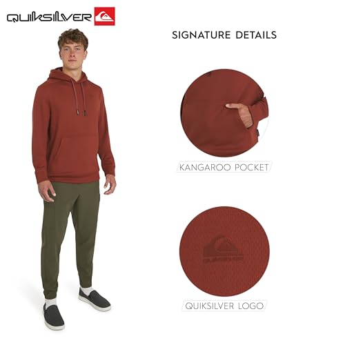 Image of Quiksilver Men's Regular Fit Active Performance Heavyweight Jacquard Mesh and Polar Fleece Pullover Hoodie (S-XL)