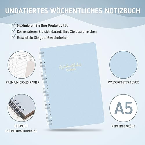 BIROYAL Undated Weekly Planner A5 Weekly Diary with To-Do List, Large Note Field - Image 2