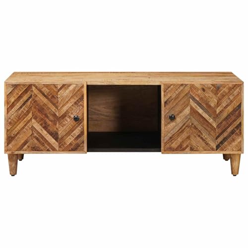 Table basse marron en bois de mangue 100cm avec tiroir de rangement pour salon - 5