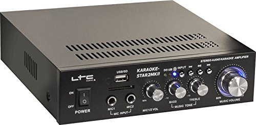 Ltc - KARAOKE-STAR2MKII - Kit Per Karaoke Con Amplificatore, 2 Microfoni A Filo E 2 Altoparlanti Da 50W - Bluetooth, Usb E Sd - Nero - 5