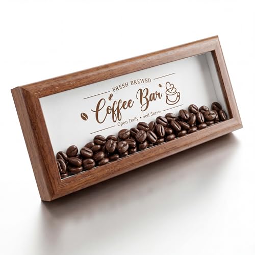Novabright Daily Wooden Coffee Bar Sign with Artificial Beans Decor for Bar Station Kitchen Home Cafe Decoration Vintage Coffee Accessories Small Farmhouse Cafe Sign 3.3 x 11.8 Inch