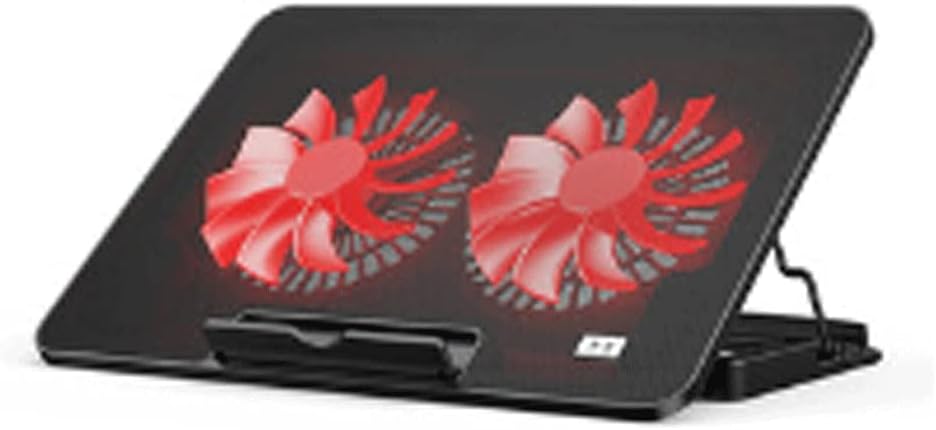 Laptop Cooling Pad, LED Fan, Two-Way Fan, LCD Display Controller, Power Supply, Up to 17, Non-Slip Mat, Black Grid