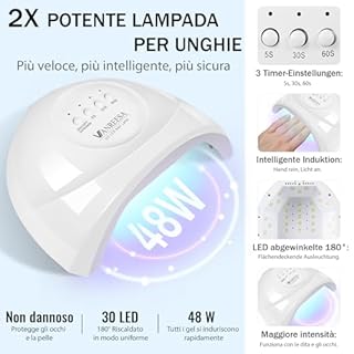VANREESA Kit Semipermanente Unghie, 35 Colori Kit Unghie Gel Completo con Top Base Opaco Brillantini Coat 48W Lampada U V Led e Strumenti per Manicure, Set Manicure per Principianti