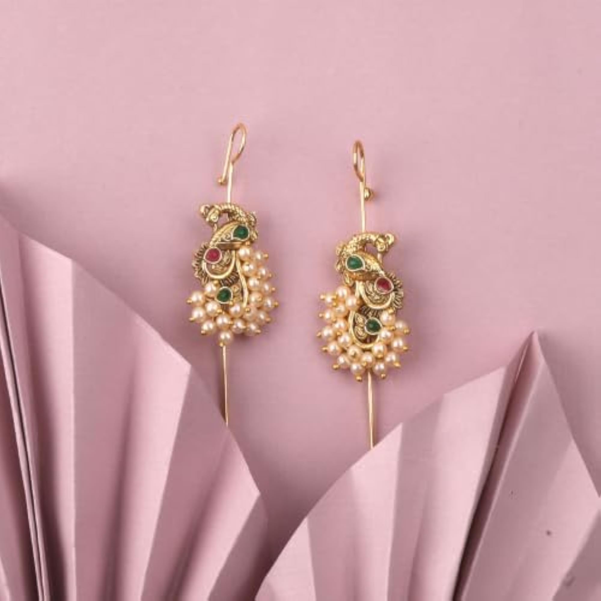 Art Jewellery Peacock Ear Cuff, Stylish Bugadi Earrings