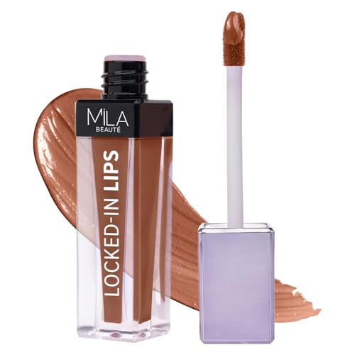 Image of Mila Beaute Locked In Lips Transfer Proof Liquid Lipstick | 12 Hrs Non Transfer | Highly Pigmented and Hydrating | Transfer Proof Formula with Hyaluronic Acid | Smooth Glide Application - (Milk Tea, 4.5 ml)