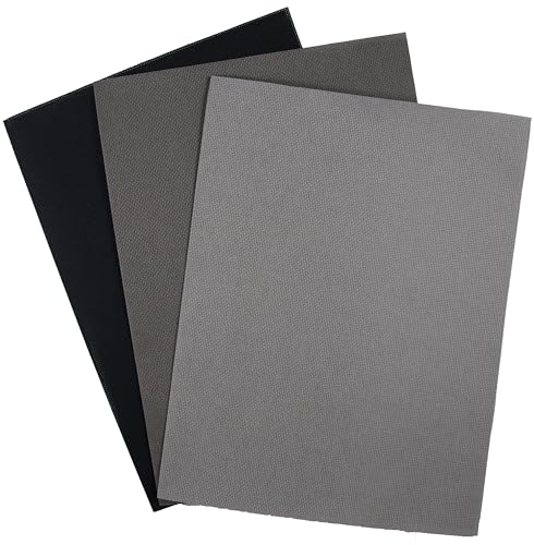 Image of KCS 3 pc of 12 inch x 18 inch(30cmx45cm) 18CT Counted Cotton Aida Cloth Cross Stitch Fabric (Medium Grey+Dark Grey+ Black)