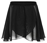 tanzmuster ® Wickelrock Mädchen Ballett - Emily - aus luftigem Chiffon antistatisch Ballettrock mit Gummizug für Kinder in schwarz, Größe:116/122