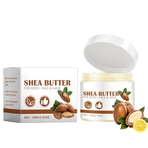 Sheabutter Moisture, Sheabutter Bio für Kosmetik, Gesicht, Körper & Haare, Shea Butter für Pflege Trockene Haut und Haare, Body Butter Tiefenpflege mit Vitamin E, Verbessern sie die Hautelastizität