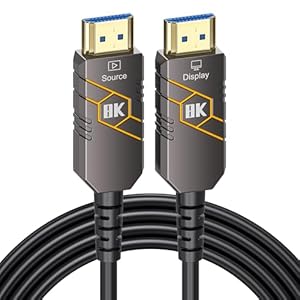8K Fiber Optic HDMI Cable 50FT, 48Gbps High Speed HDMI 2.1 Cable, Support 8K@60Hz, 4K@120Hz, HDR10+, SBTM, QMS, CEC, HDCP 2.3 for TV, Monitor, Computer, Laptop, Projector, PS5/4/3