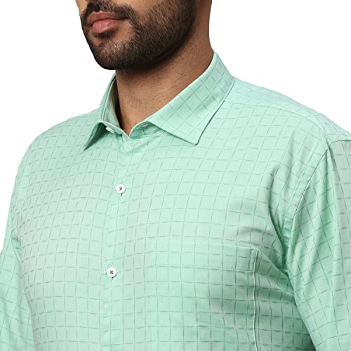 Image of Park Avenue Men's Full Sleeve Slim Fit Medium Green Formal Shirt