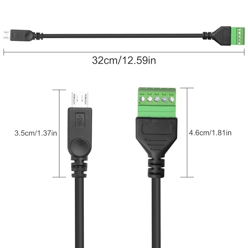 MEIRIYFA Micro USB Male to 5 Pin Screw Terminal Block Connector Adapter,Micro USB to 5Pin /Way Terminal Block Charging Data Transfer Connector Extension Cable-32CM (2PCS) by MEIRIYFA - Image 7