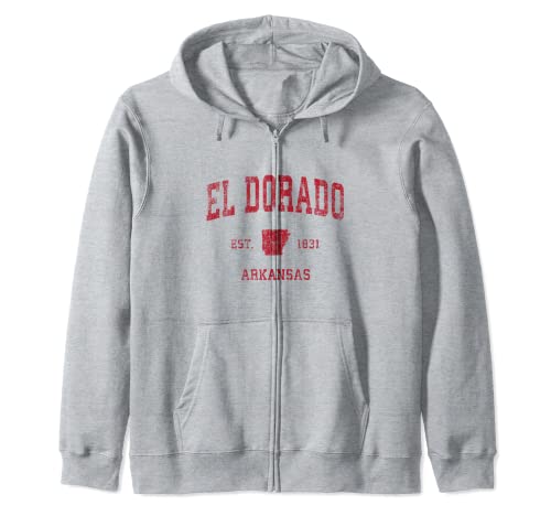 El Dorado Arkansas AR Vintage Sports Design Rojo Print Sudadera con Capucha