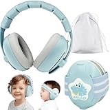 2 in 1 Gehörschutz Baby Kopfhörer,Baby Gehörschutz 0-4 Jahre,Neugeboren Ohrenschützer mit Geräuschunterdrückung & Verstellbares Kopfband,Gehörschutz für Kinder,Dinosaurier Baby Kopfhörer