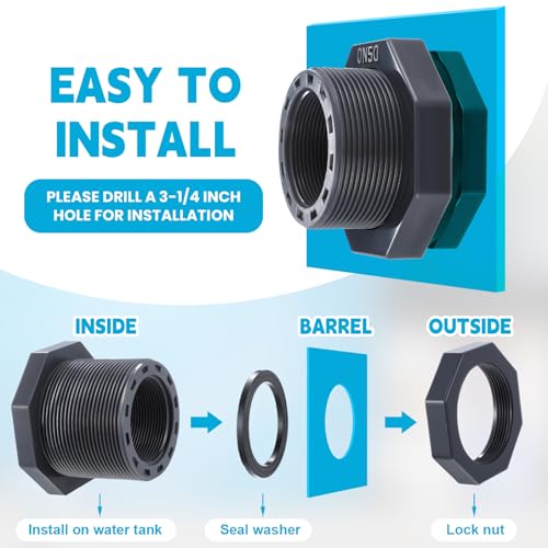 Image of 1 Pcs 2 Inch Bulkhead Fitting PVC Npt Tank Connector