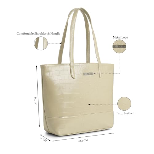 Image of Caprese Texas 15.6 Inch Laptop Compatible Large Tote Bag for Women | Stylish, Durable, and Spacious with Multiple Compartments, Back Zipper Pocket for Work, Travel, and Everyday Use