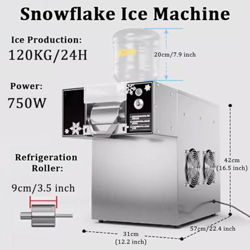 Schneeflocken-Eismaschine, 120 kg/24 h, Eismaschine, Schneekegelmaschine, Schneeeisbereiter für Haushalt, Gewerbe – einstellbare Geschwindigkeit – Bild 8