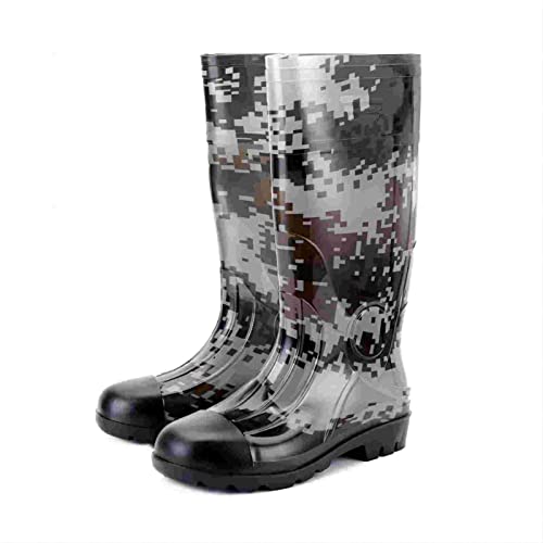 Image of Man Knee High Rubber Rainboots Camo Waterproof Rubber Boots for Garden Man Rain Footwear Size