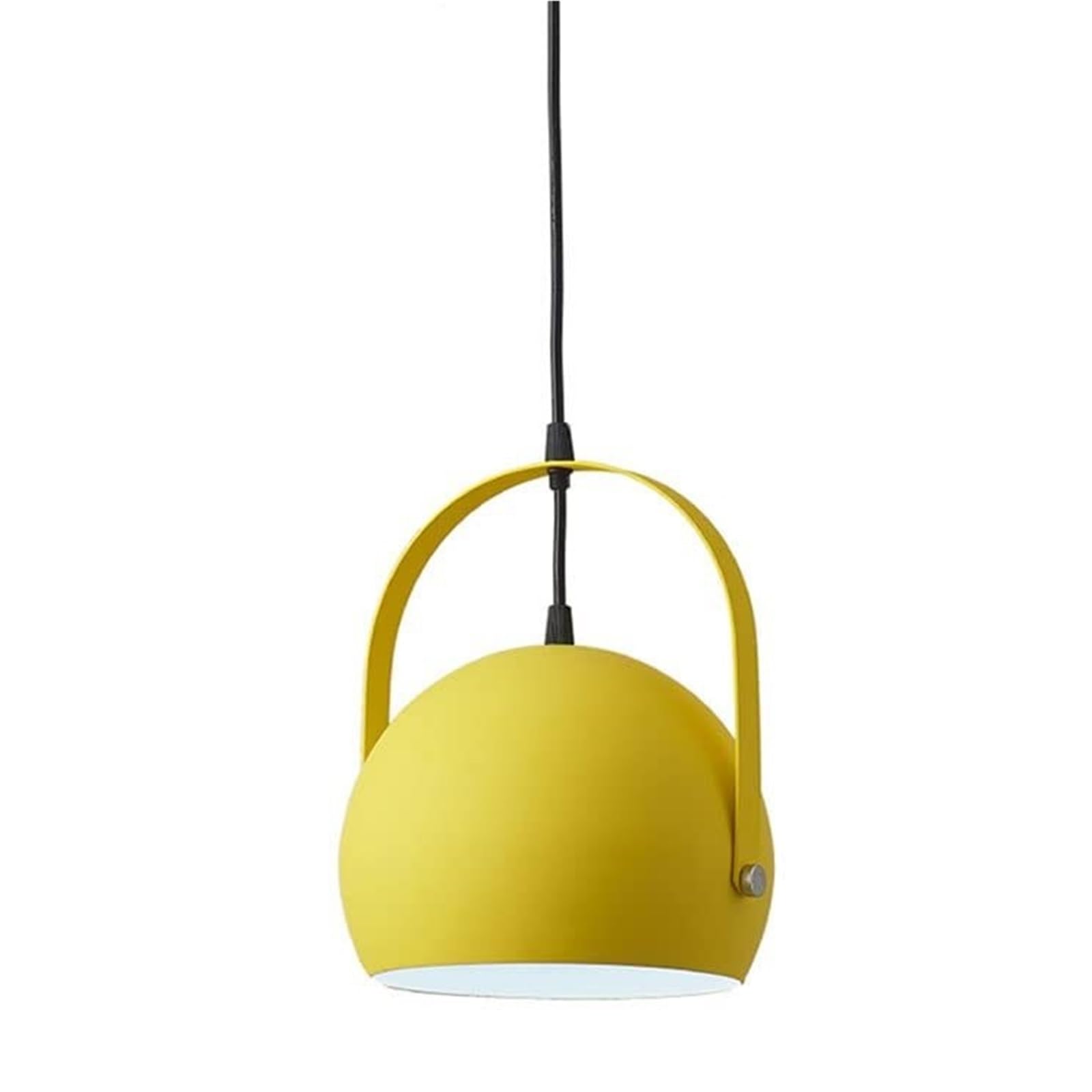 KHUKHU Macaron Color Chandeliers Spherical Hanging Light Modern Geometric Pendant Light Fixture, Nordic Countryside Ceiling Light, for Kitchen Island Dining Room Living Room(Yellow,7.8in*10.6in)