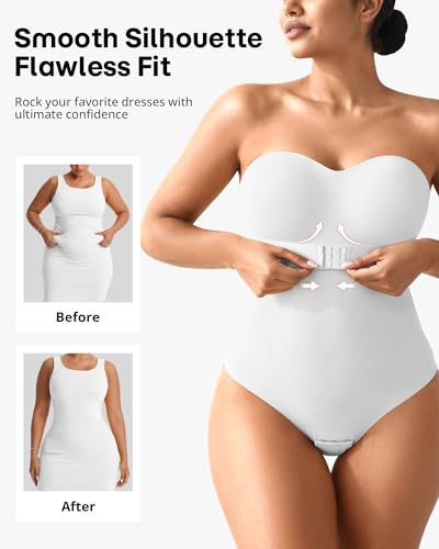 Image of Shapewear Bodysuit Tummy Control Strapless Bra Shapewear for Women Strapless Faja Body Shaper Thong Light Shapewear