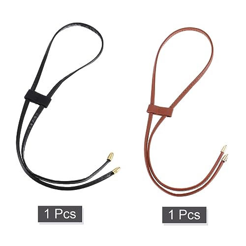 uxcell PU Leather Drawstring, 85.5cm/33.7" Detachable Pull String Purse Strap Bunches Pocket Accessories for Bucket Bag Shoulder Bag (Brown/Black)3