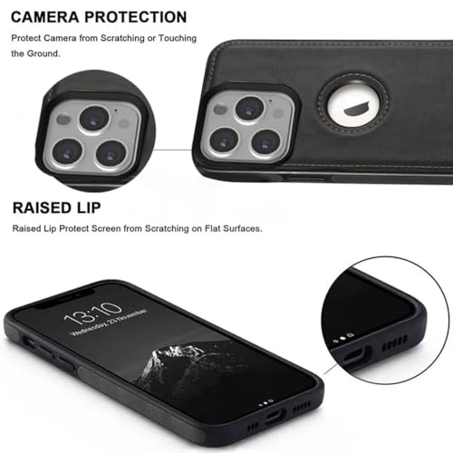 Image of KARWAN️ Genuine Leather Finish iPhone 16 Pro Max Back Cover Case |Shockproof Design |Raised Edges for Camera & Screen Protection |Super Soft - Touch |Leather Case for iPhone 16 Pro Max - Black