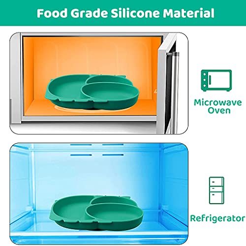 Image of SNOWIE SOFT Suction Plates for Baby, Toddler Divided Dish, Kids Silicone Plates Fits Most Highchair Trays, Microwave Dishwasher Safe, BFA Free