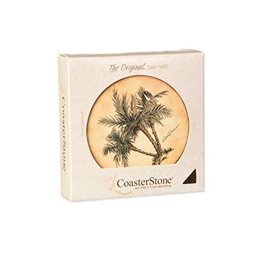 CoasterStone Absorbent Stone Drink Coasters, Palm Tree, Assortment, Neutral Palette (Set of Four Absorbent Coasters for Drink) by CoasterStone - Image 6