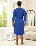 Ekouaer Men's Lightweight Kimono Spa Robe Knit Bathrobe Soft Sleepwear 3/4 Sleeve Loungewear with Pockets S-XXL