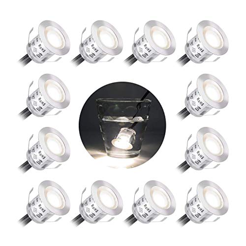 Preisvergleich Produktbild Terrassen Einbaustrahler 14er Set Bodeneinbaustrahler LED Warmweiß 3000K LED Einbaustrahler Wasserdicht 12V Netzteil mini Einbauspots