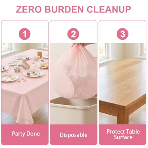 Image of NatNarr 3 Pcs Plastic Light Pink Tablecloths, Scalloped Table Cloths