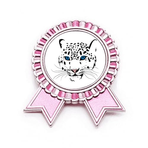 Broche tête de tigre blanche Art déco métal rose taille M femme homme