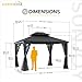 Sunjoy 10’ x12’ Hardtop Gazebo, Outdoor Patio Aluminum Frame Gazebo with Solar Panel, 2-Tier Steel Hardtop Backyard Pergola with Netting and Ceiling Hook (10x12ft-update)