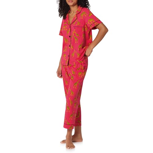 Image of Bed Head PJs Womens Matching Pajamas - Soft Organic Cotton Button Down PJ Shirt & Cropped Pants Set - Loungewear & Sleepwear