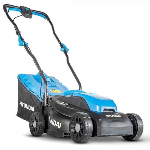 Hyundai 33cm / 13 20V Brushless Cordless Lawnmower 4.0Ah Battery & Charger 32L Grass Bag 5 Cutting Heights 2565mm Lightweight Push Mower 3 Year Warranty